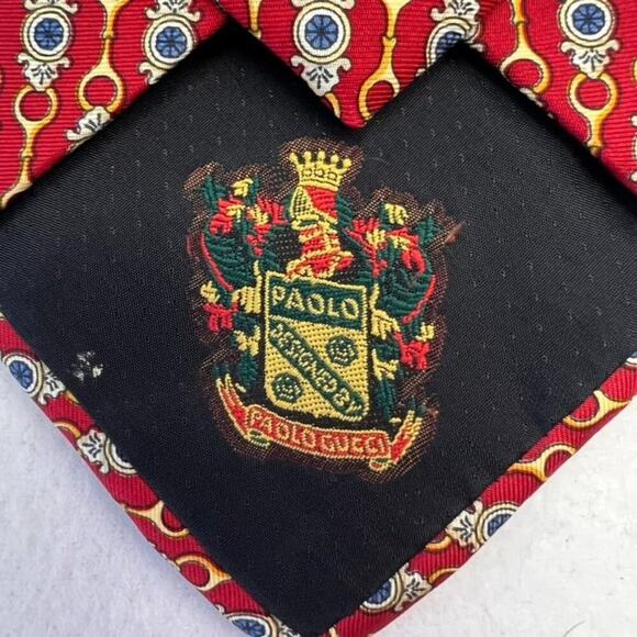 Paolo Design Paolo Gucci Necktie Mens Geometric Hand Finished Vintage Italy - Picture 10 of 11